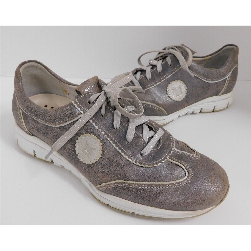 Mephisto Antiqued Silver Metallic Leather Sneaker‎ Comfort Shoes sz 7.5